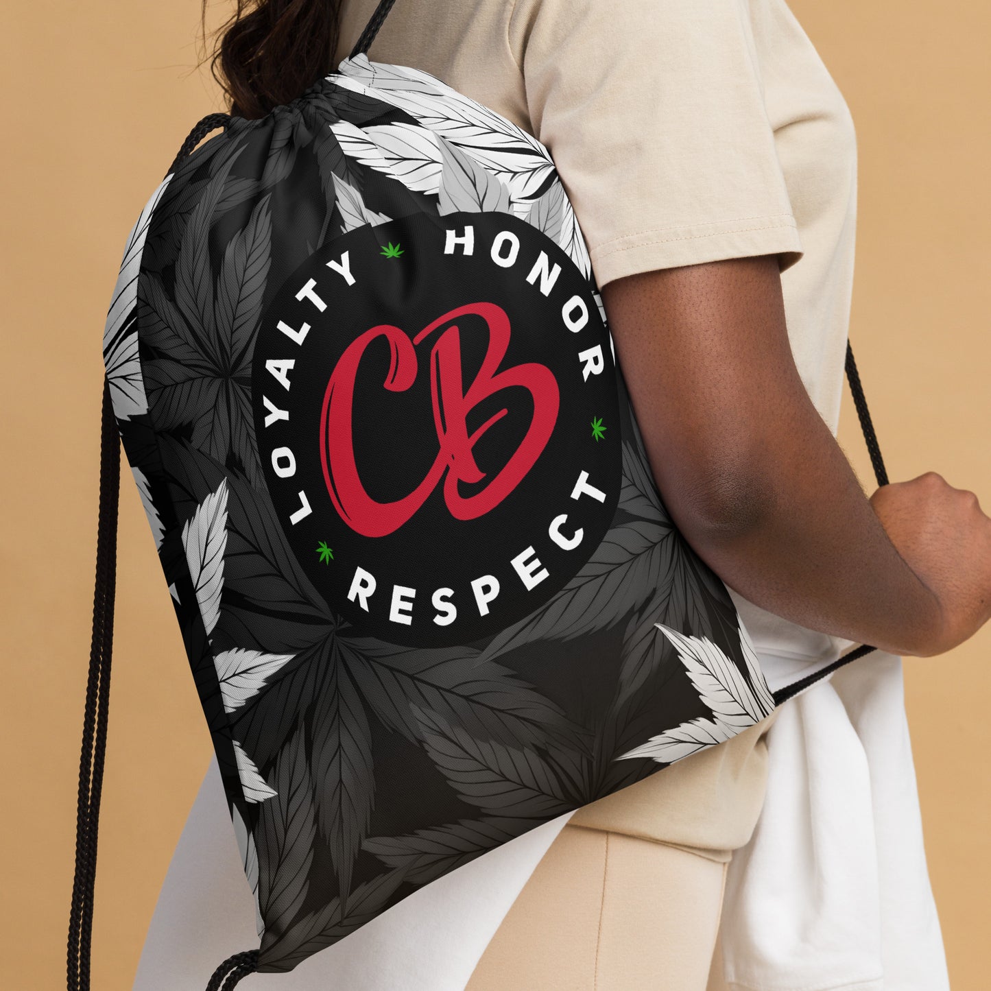 CB Leaf Drawstring bag