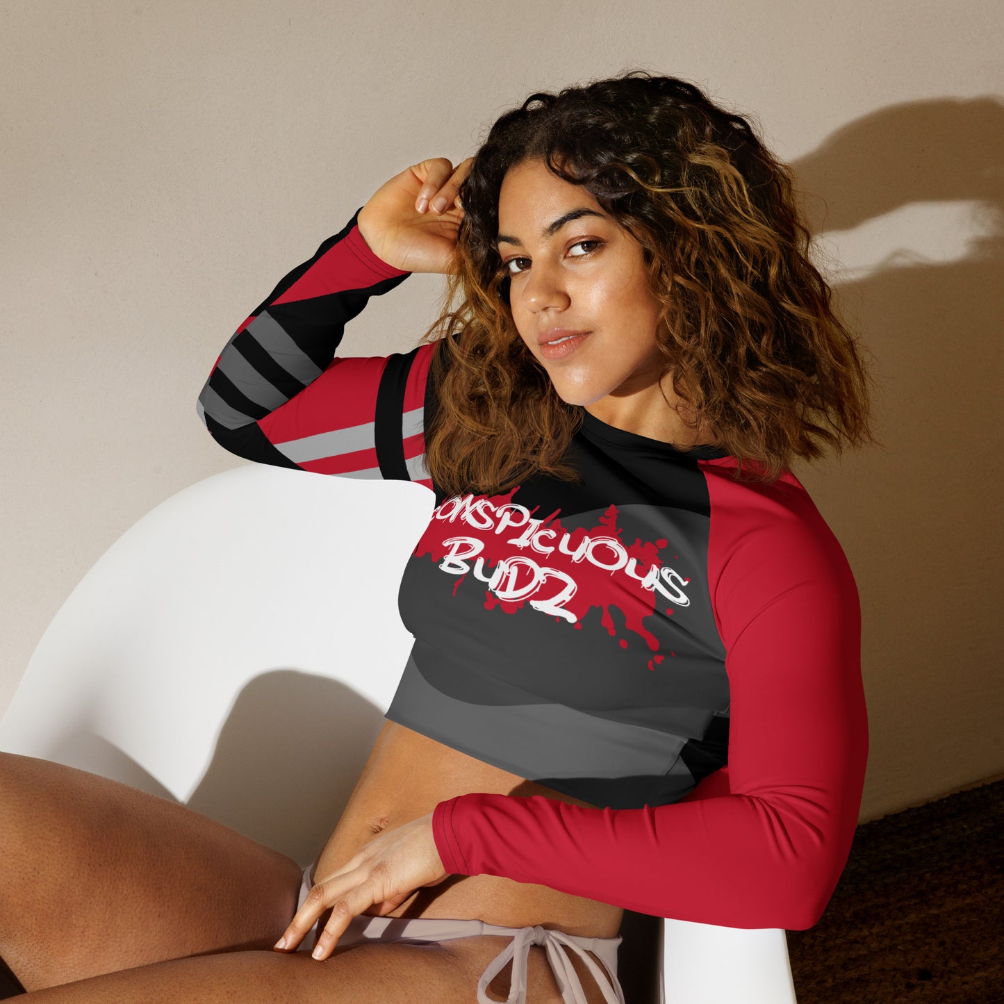 Conspicuous Budz Recycled long-sleeve crop top