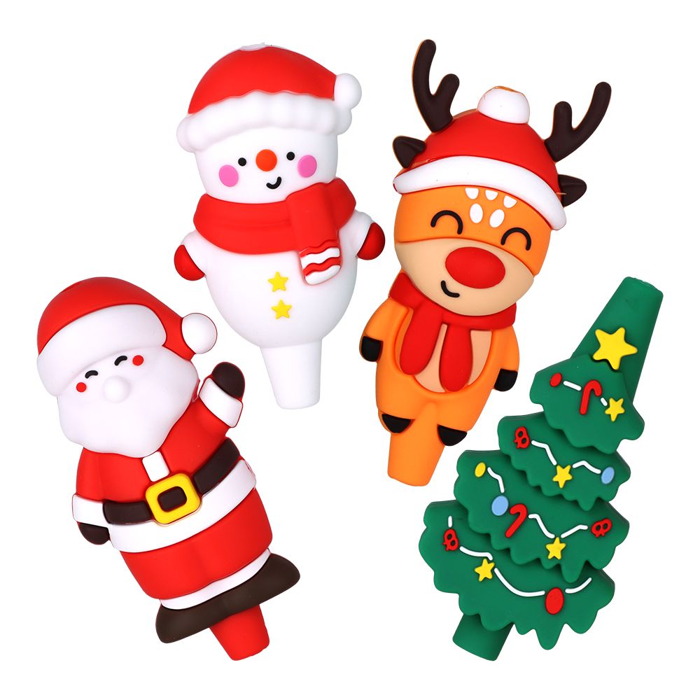 15CT FISHBOWL - Christmas Themed Silicone Hand Pipe - 4" / Styles Vary