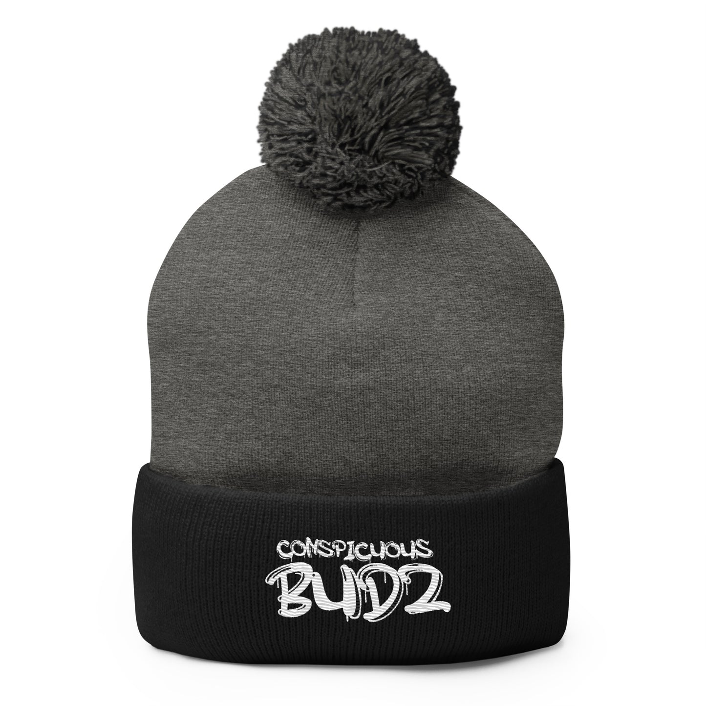 Conspicuous Budz Embroidered Pom-Pom Beanie