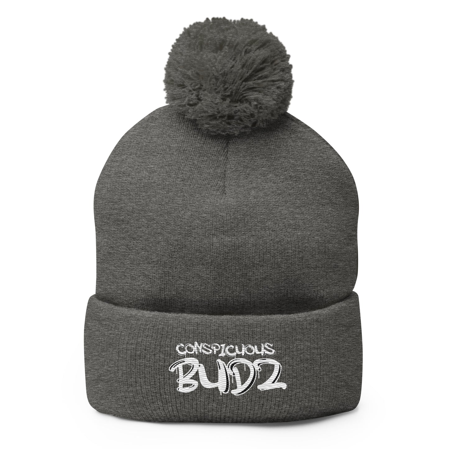 Conspicuous Budz Embroidered Pom-Pom Beanie