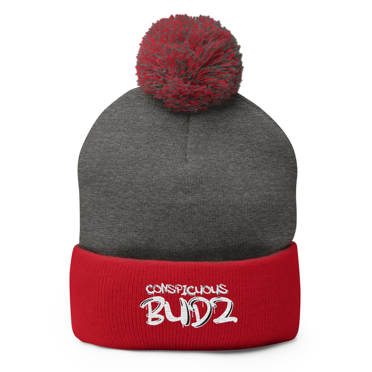 Conspicuous Budz Embroidered Pom-Pom Beanie