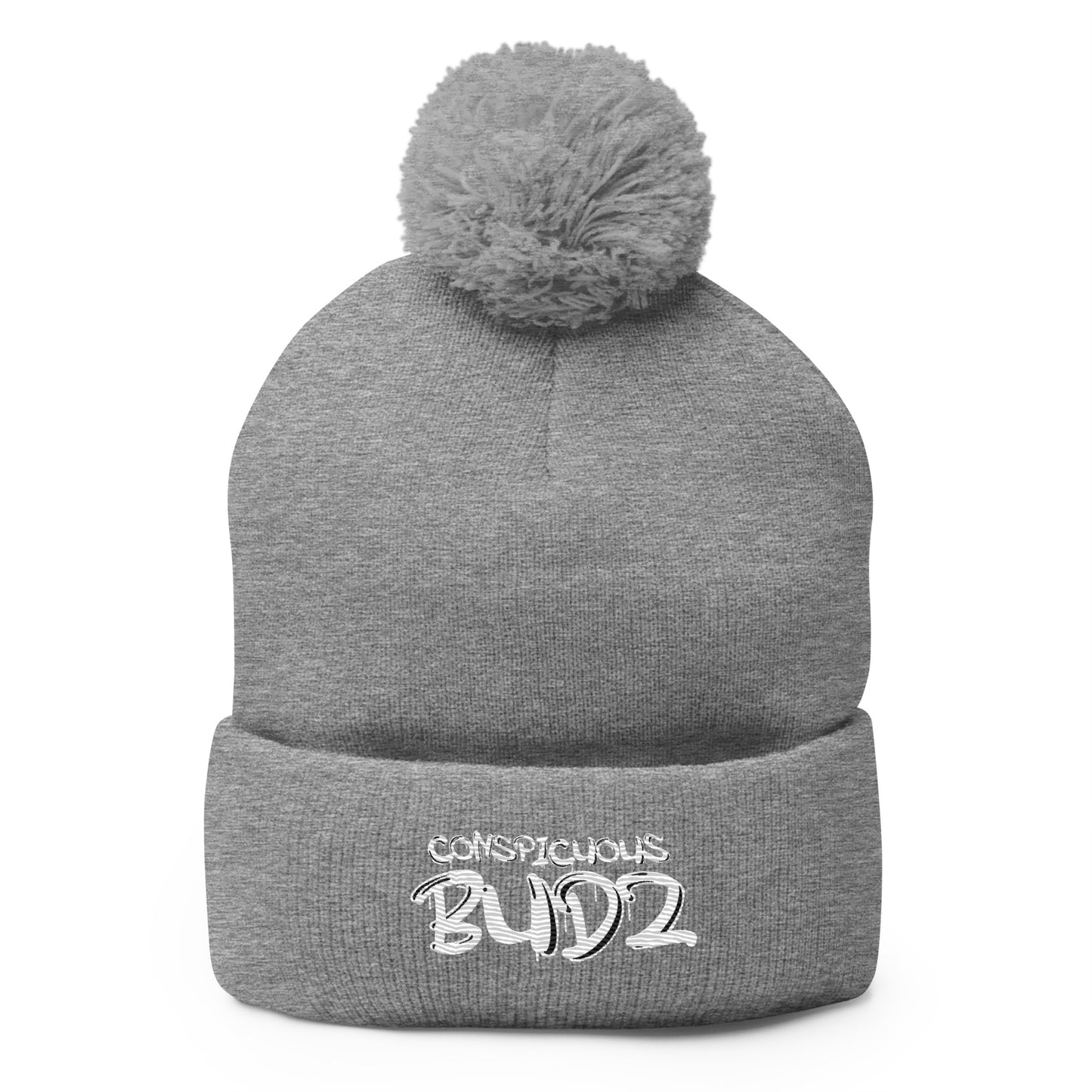 Conspicuous Budz Embroidered Pom-Pom Beanie