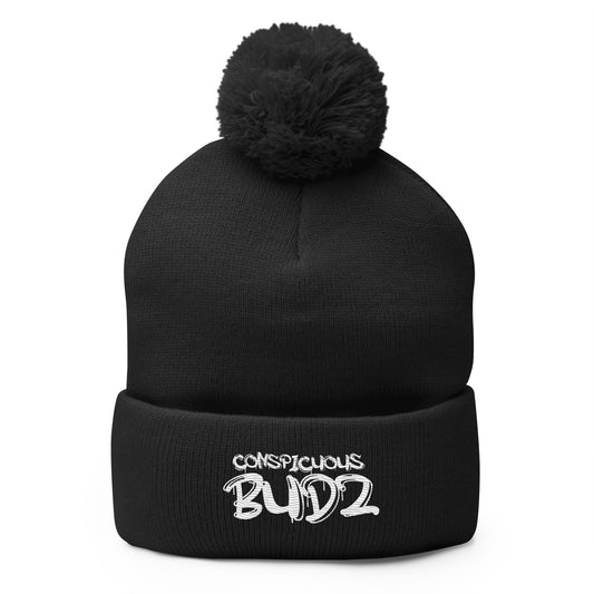 Conspicuous Budz Embroidered Pom-Pom Beanie
